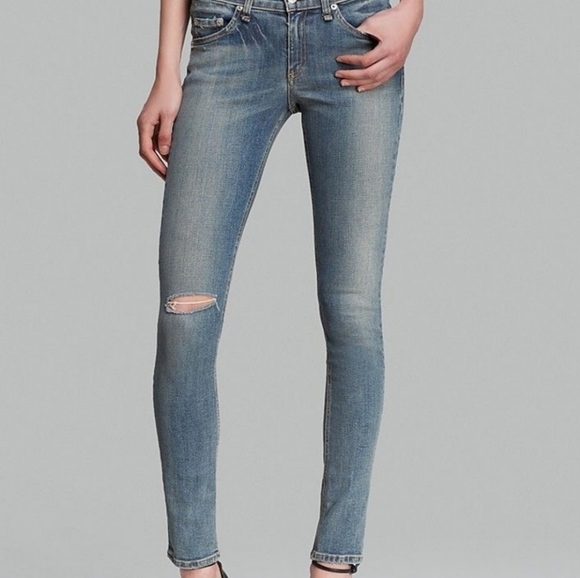 Rag and Bone Light Wash Distressed Skinny - Picture 2 of 14
